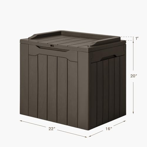 31 Gallon Resin Deck Box Waterproof Indoor Outdoor Storage for Patio Cushions and Garden Tools L90121