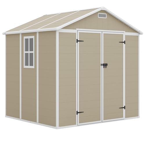 Outdoor Storage Shed 6x6 FT Resin with Floor and Lockable Door Z166