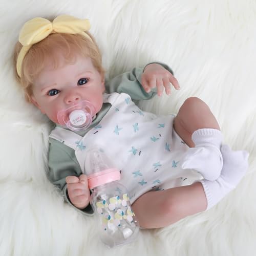 18-Inch Realistic Reborn Baby Doll with Blonde Hair and Weighted Cloth Body E16637