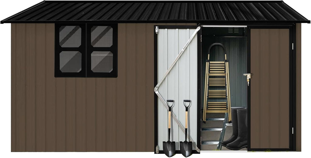Outdoor Storage Shed 12x10 FT, Metal Garden Shed with Lockable Doors I530620