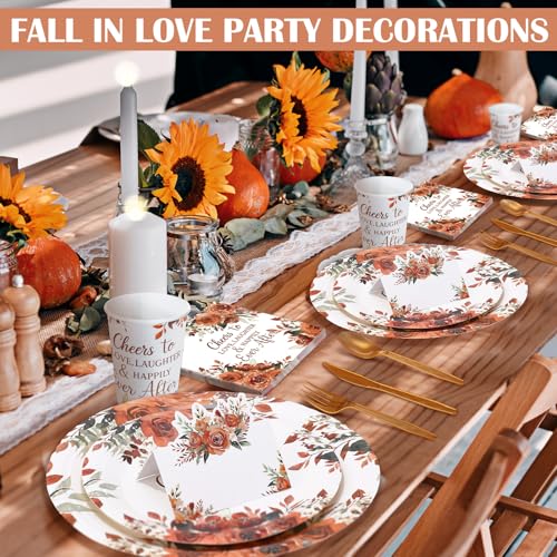 410 Pcs Terracotta Floral Paper Plates and Napkins Set for 50 Guests S1131