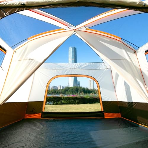 Extra Large Family Cabin Tent for Camping, 2 Rooms, 3 Doors, Waterproof E6603