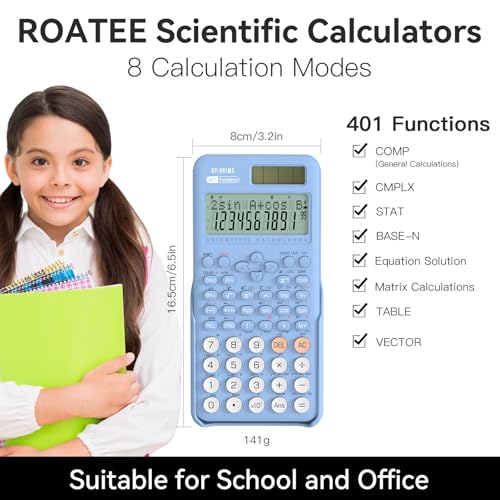 Scientific Calculator with Notepad, 2-Line Display, Solar and Battery Powered Q967