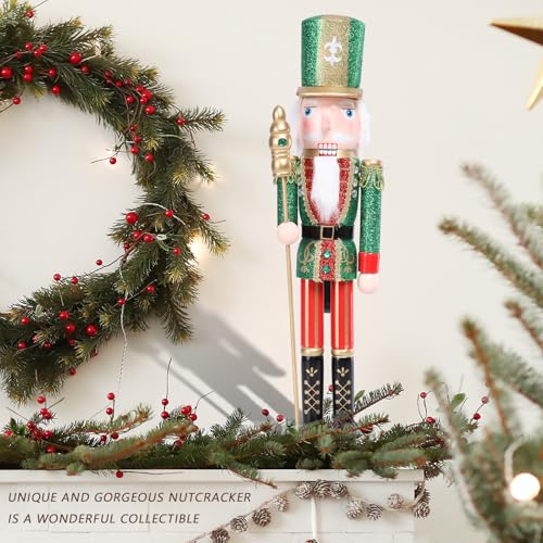 16 Inch Wooden Nutcracker Christmas Decoration for Table Desktop Fireplace Indoor Home H891