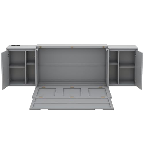 Wall Cabinet Bed with Storage and Bookcase Headboard F651615
