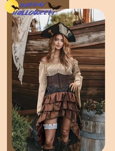 Pirate Costume for Women with Shirt Skirt Corset Belt K4037