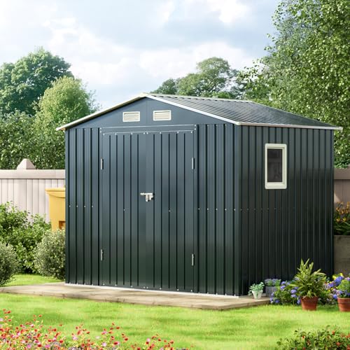 Outdoor Steel Storage Shed with Lockable Doors and Windows E249038