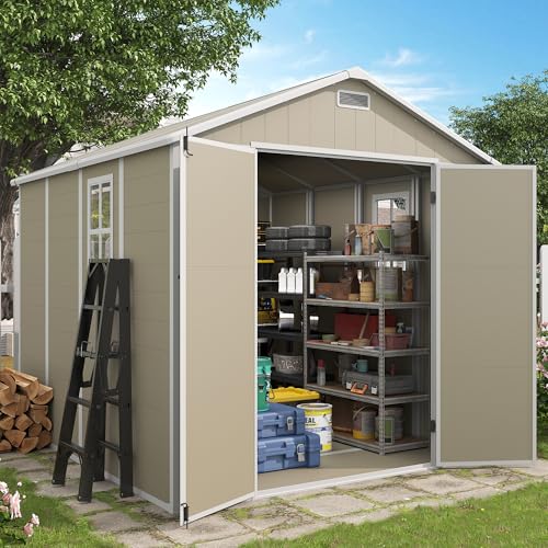 Outdoor Storage Shed 6x6 FT Resin with Floor and Lockable Door Z166