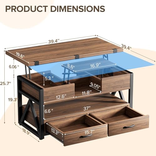 Lift Top Coffee Table with Storage Drawers L3789