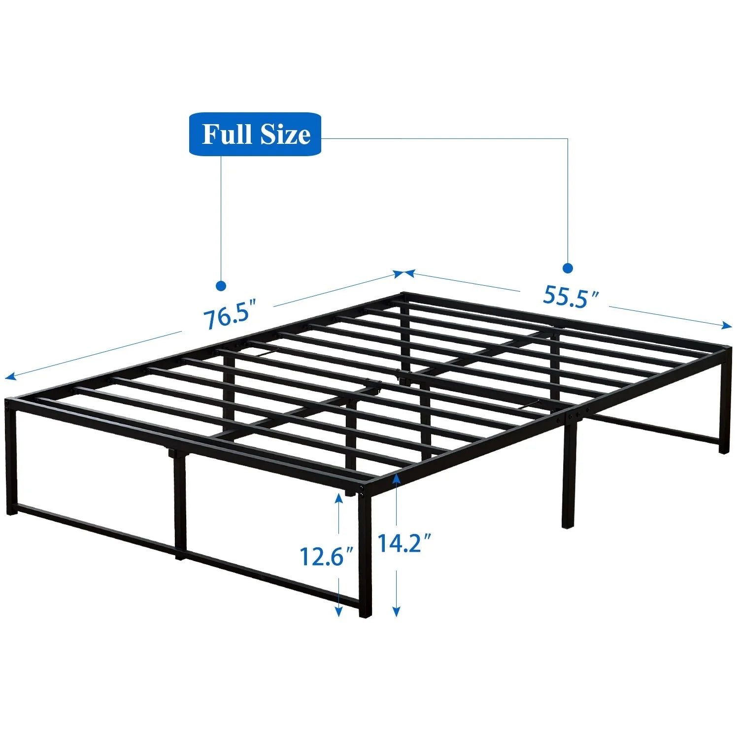 Metal Platform Bed Frame with Heavy Duty Steel Slats, Black B451997