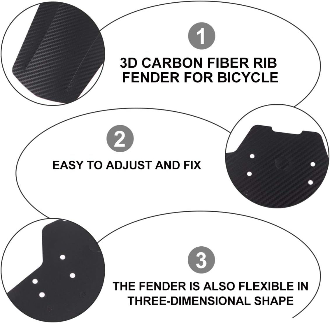 3D Carbon Fiber Universal Mud Flaps for Bike Motorcycle F961609