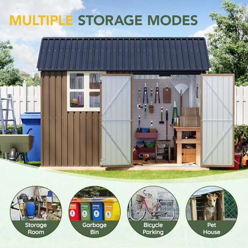 Outdoor Steel Storage Shed with Lockable Doors and Window L987864