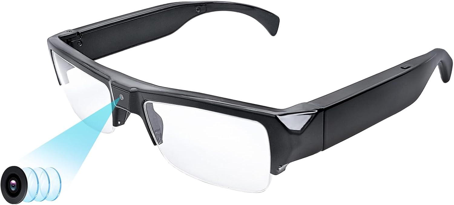 Camera Glasses HD 1080p Fashion Action Video Recorder Glasses for Driving, Hiking, Fishing, Riding (Included 32G Micro SD Card)