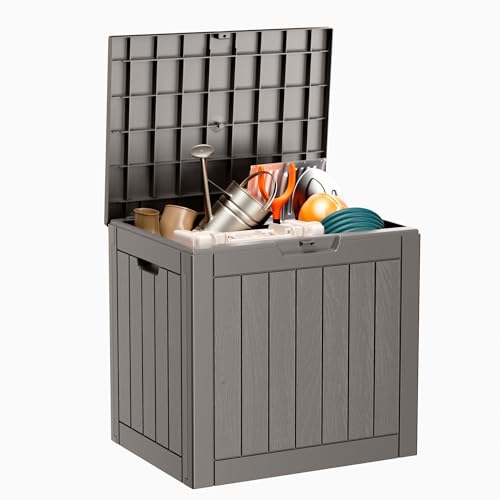 100 Gallon Resin Deck Box, Lockable Patio Outdoor Storage, Waterproof - Black F75230