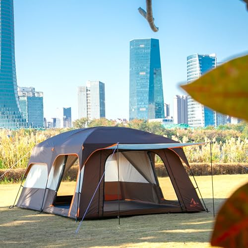 Extra Large Family Cabin Tent 2 Rooms 3 Doors 3 Windows Waterproof for Camping H460
