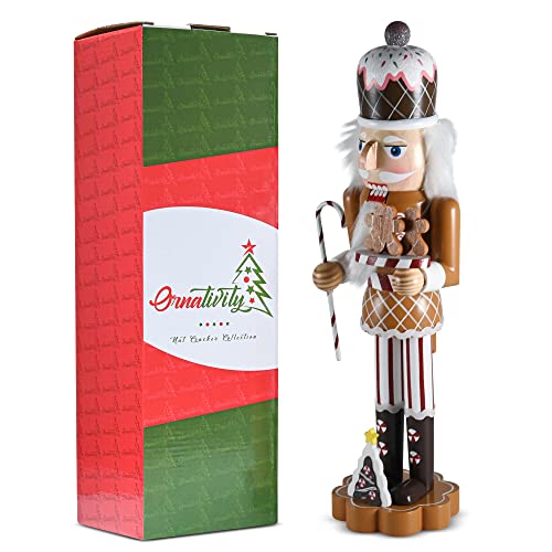 Christmas Candyland Gingerbread Nutcracker Wooden Figure with Candy Cane and Cookies F927