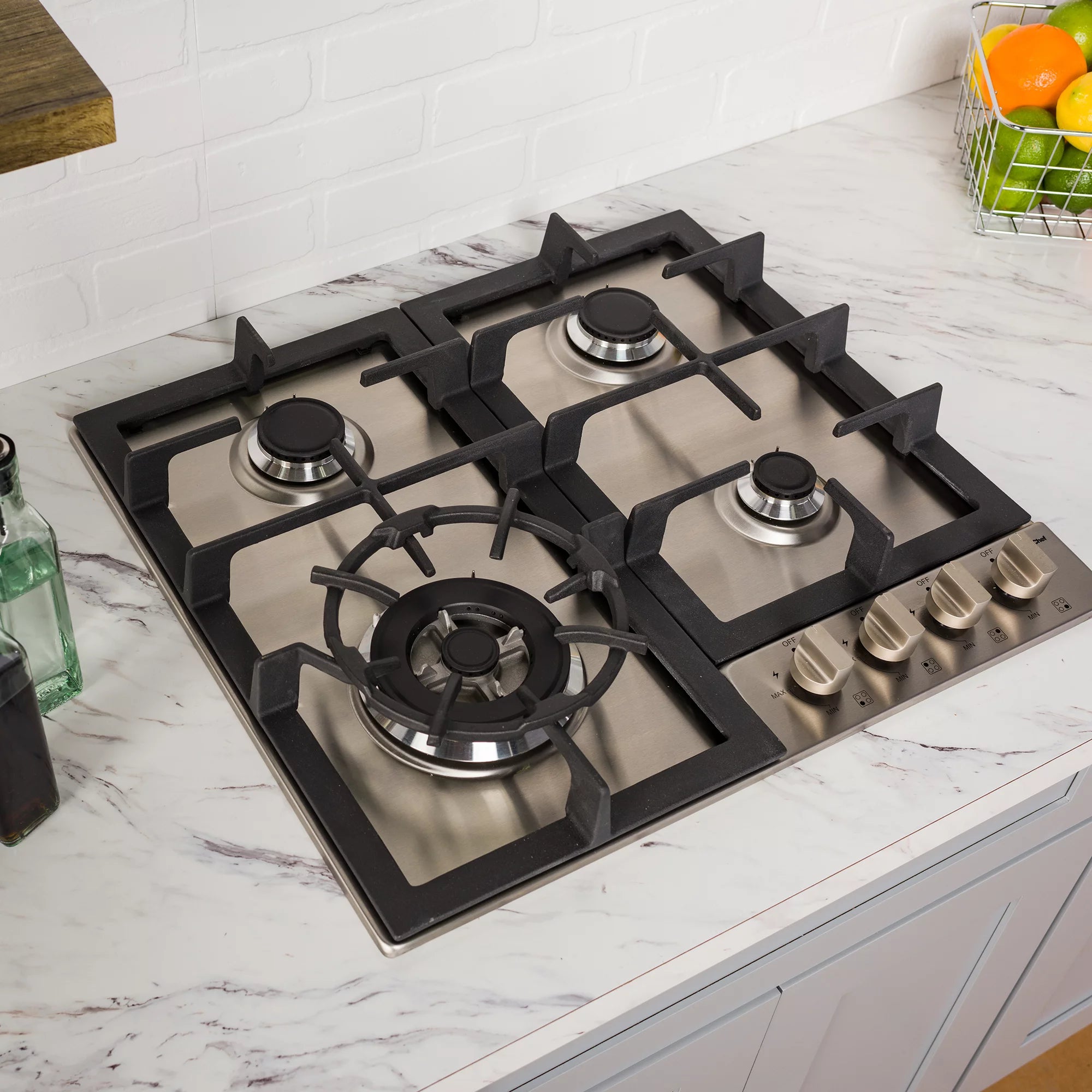 24 Inch Gas Cooktop with 4 Burners, Stainless Steel A712