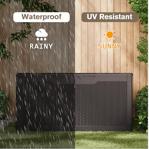 31 Gallon Resin Deck Box Waterproof Indoor Outdoor Storage for Patio Cushions and Garden Tools L90121