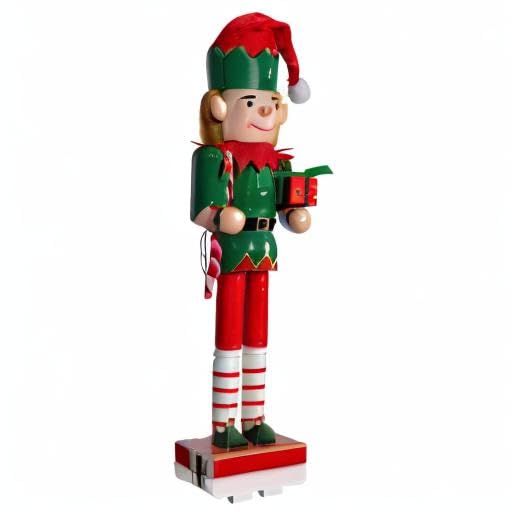 Christmas Elf Nutcracker Decoration 15 Inch Red Green Wooden A454290