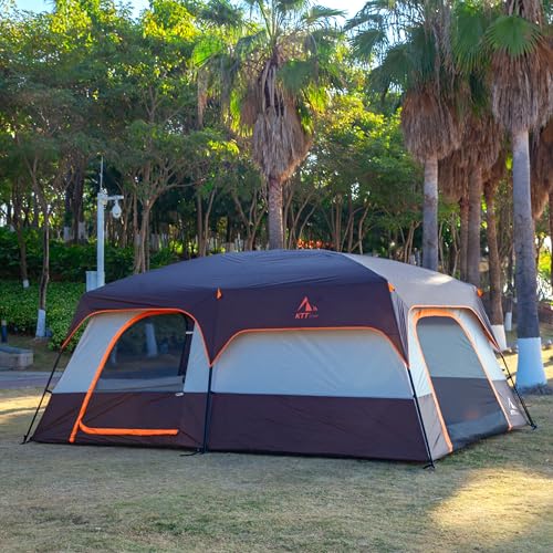Extra Large Family Cabin Tent 2 Rooms 3 Doors 3 Windows Waterproof for Camping H460