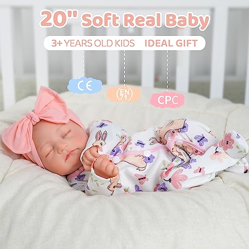 20 inch Soft Vinyl Reborn Baby Doll with Cloth Body and Accessories Y91054