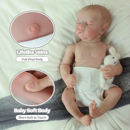 18 Inch Realistic Reborn Baby Doll, Lifelike Hispanic Newborn with Full Body Vinyl O75777