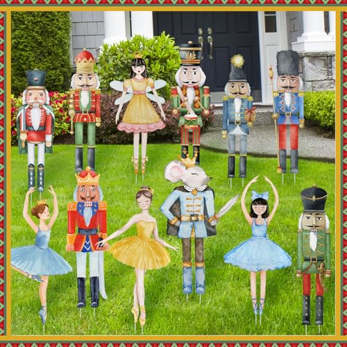 12 Pcs Christmas Nutcracker Yard Signs with Stakes Outdoor Lawn Decor C719