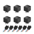AICEL 6 Pcs 5-Pin 12V Relay Kit, 40 AMP Waterproof Relay and Harness Set, Automotive Relay with Interlocking Harness Socket Holder and Heavy-Duty Pigtail for Auto, Truck, Van, Boat