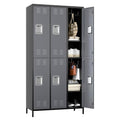 6 Door Metal Storage Locker with 18 Hooks, Black & Dark Grey K6611