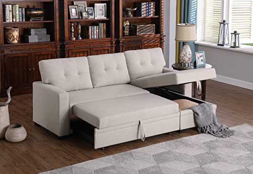 4-in-1 Convertible L Shaped Couch with Pull Out Bed and Storage Z983