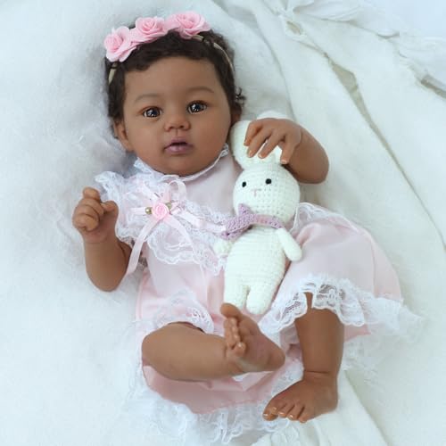 18-Inch Realistic African American Newborn Baby Doll with Soft Weighted Body Y11968