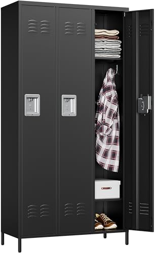 Vintage Metal Locker with Hooks, Lockable Single Door Storage M901