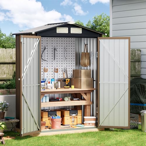 Outdoor Steel Storage Shed with Lockable Doors and Window L987864