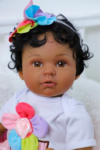 Realistic Reborn Baby Doll 20 Inch Black African American Girl Full Body Vinyl Weighted Doll Z7807