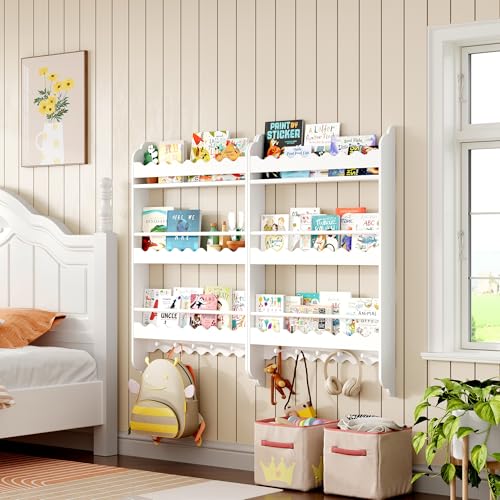 Wall Mounted 3-Tier Kids Bookshelf with Toy Storage Q74129