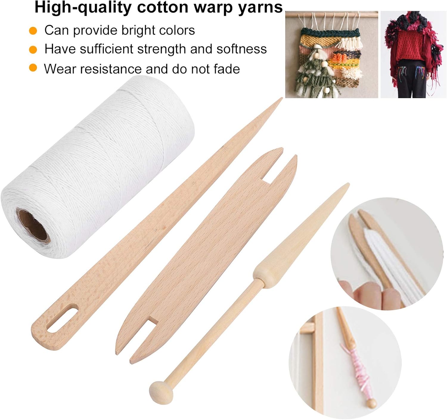 Cotton Warp Thread for Lap Loom Weaving with Wooden Shuttle V3960