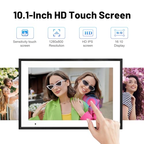 WiFi Digital Photo Frame 10.1 Inch IPS HD Touch Screen with 32GB Storage O9566