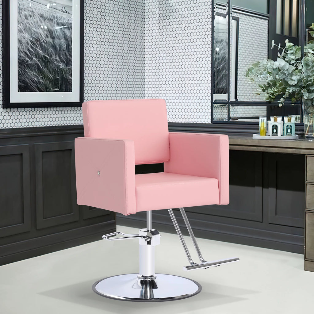 Pink Adjustable Salon Barber Chair with Foot Rest H348