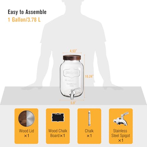 Glass Drink Dispenser with Stand and Spigot, 1 Gallon, Set of 2 I5509