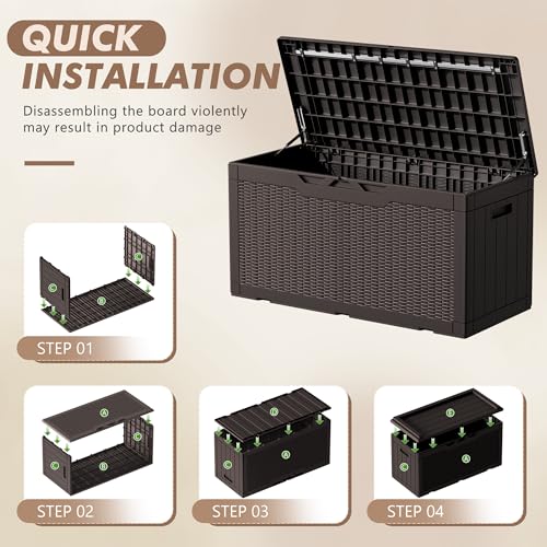 Outdoor Resin Deck Box 120 Gallon Waterproof Lockable F693676