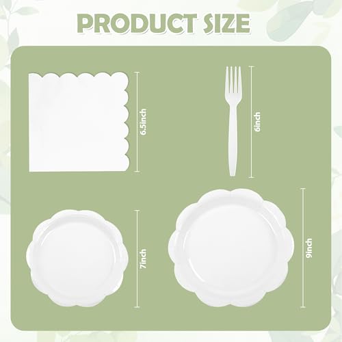 Ivory Paper Plates and Napkins Set for 50 Guests, Disposable Tableware with Utensils M509