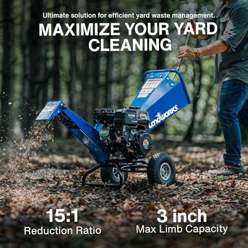 Wood Chipper Shredder Mulcher, 7 HP Gas Powered, 3 Inch Capacity A714
