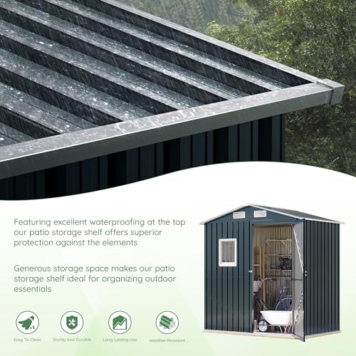 Outdoor Steel Storage Shed with Lockable Doors and Windows E249038