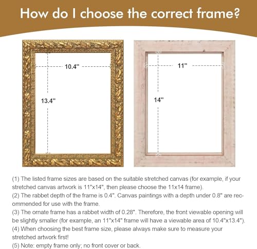 Solid Wood Ornate Canvas Frame for Oil Painting Wall Decor V3979