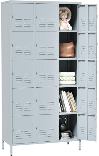 Vintage Metal Locker with Hooks, Lockable Single Door Storage M901