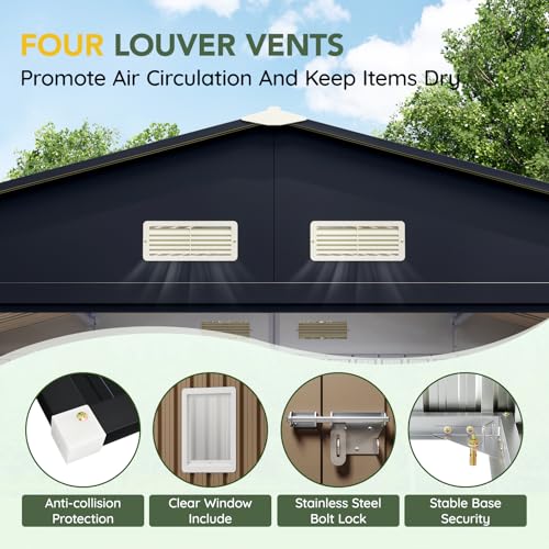 Outdoor Storage Shed 10 x 12 ft Metal Garden Utility with Lockable Doors U582216