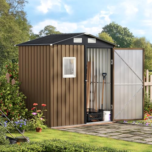Outdoor Steel Storage Shed with Lockable Doors and Windows E249038