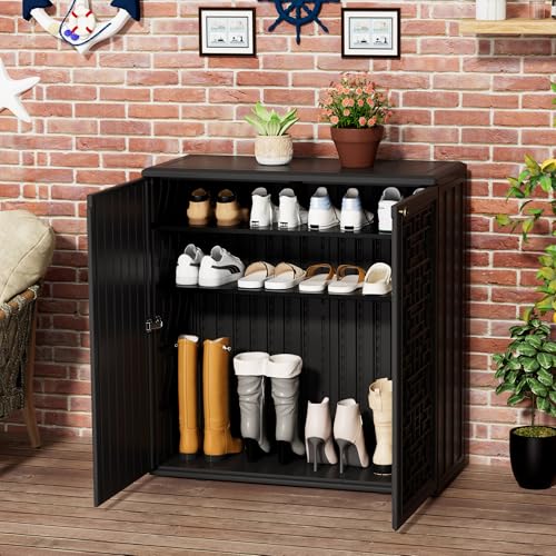 Outdoor Storage Cabinet Waterproof with Shelf for Patio and Garden U239