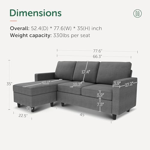 Convertible Sectional Sofa L Shaped Couch with Reversible Chaise U238492