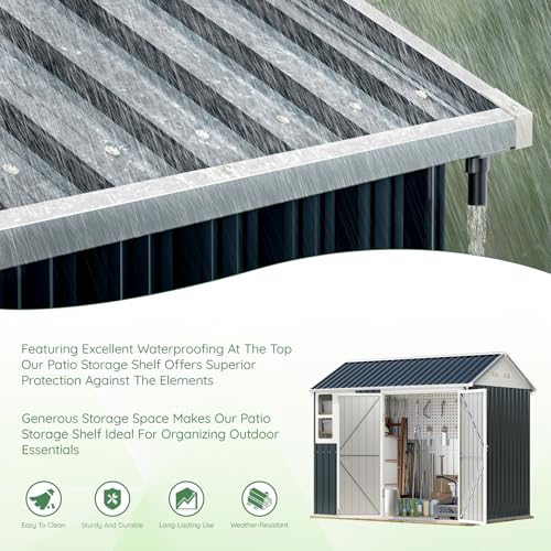 Outdoor Steel Storage Shed with Lockable Doors and Windows E249038